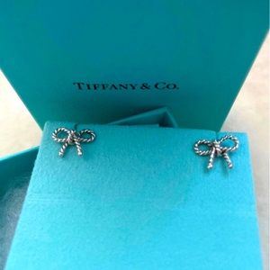 Tiffany & Co. Silver Twist Ribbon Bow Stud Earrings